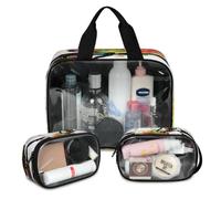 Colorido Magic Girl - Bolsa de maquillaje de viaje para mujeres y hombres, bolsas de cosméticos translúcidas para niñas, 3 piezas, bolsa grande para ducha, organizador de artículos de tocador, color,