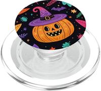 Colorido mágico Halloween, murciélagos, Brujas, Calabazas PopSockets PopGrip para MagSafe