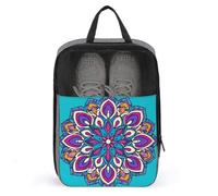 Colorido mandala flor en azul bolsa de zapatos para viajes, uso diario, bolsa de almacenamiento antipolvo para zapatos de golf