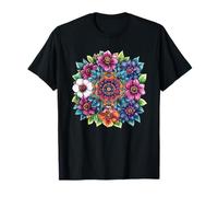 Colorido Mandala Floral Ramo Flor Magia Camiseta
