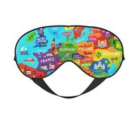 Colorido mapa de Europa con función de impresión de iconos, máscara de ojos transpirable para viajes al aire libre, camping, meditación y yoga