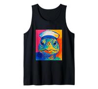 Colorido Marinero Tortuga Obra De Arte Costero Náutico Puesta Camiseta sin Mangas