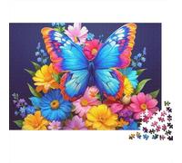 Colorido Mariposa Floral Rompecabezas Clásico 1000 Piezas para Adolescentes Y Adultos, Cartón Reciclado,Mariposa jardín Cartel Decoración Interior, Regalo Día De Caja, Reto Mental 70x50cm/1000pcs