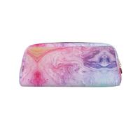 Colorido mármol pastel rosa azul púrpura impresión escuela cuero cremallera pluma bolígrafo bolígrafo estuche estuche para alumnos, Gold, Talla única, Neceser de maquillaje