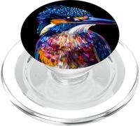 Colorido Martín Pescador Pájaro Amante De Los Animales Hombres Mujeres Negro PopSockets PopGrip para MagSafe
