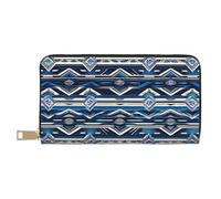 Colorido monedero largo con estampado de magdalenas y donas para mujer, de piel sintética, con cremallera, Patrón tribal maorí polinesio azul, Talla única
