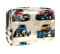 Colorido Monster Cars - Bolsa de cosméticos para mujer, neceser de viaje, grande, de PVC, organizador de maquillaje con cremallera, multicolor, 18.5x7.5x13cm/7.3x3x5.1in, Neceser
