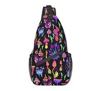 Colorido Mushroom Sling Bag Crossbody Mochila para Hombres Mujeres, Gimnasio Ajustable Deporte Viajes Senderismo Ciclismo Caminar Mochila
