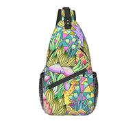 Colorido Mushroom Sling Bag Crossbody Mochila para Hombres Mujeres, Gimnasio Ajustable Deporte Viajes Senderismo Ciclismo Caminar Mochila