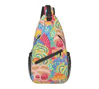 Colorido Mushroom Sling Bag Crossbody Mochila para Hombres Mujeres, Gimnasio Ajustable Deporte Viajes Senderismo Ciclismo Caminar Mochila