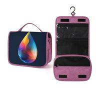 Colorido neceser de viaje con gotas de agua para mujer, organizador de maquillaje colgante con gancho para champú