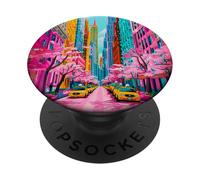 Colorido NYC Spring Taxi Street Urban Art Vibes Design PopSockets PopGrip Adhesivo