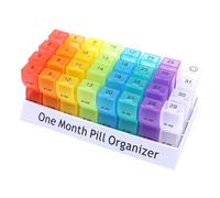 Colorido organizador mensual de píldoras, organizador de medicamentos 31 días mañana/tarde, pastillero para medicamentos, vitaminas, de pescado, suplemento dietético
