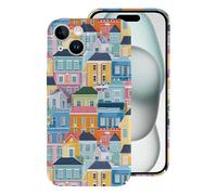 Colorido paisaje urbano tradicional casas, funda protectora ligera compatible con iPhone 15/15 Plus/15 Pro/15 Pro Max divertido protector