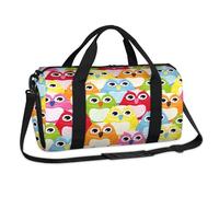 Colorido pájaro búho, bolsa de lona deportiva, lindo búho, fin de semana, bolsa de viaje, gimnasio, bolsa de lona para niños, niñas, niños, mujeres y hombres