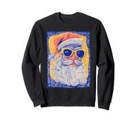 Colorido Papá Noel con Gafas de Sol Navidad Folk Art Sudadera