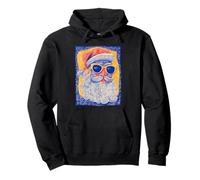 Colorido Papá Noel con Gafas de Sol Navidad Folk Art Sudadera con Capucha