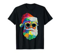 Colorido Papá Noel en Gafas de Sol Navidad Pinceladas Arte Camiseta