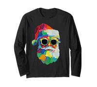 Colorido Papá Noel en Gafas de Sol Navidad Pinceladas Arte Manga Larga
