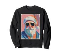 Colorido Papá Noel en Gafas de Sol Navidad Pinceladas Arte Sudadera