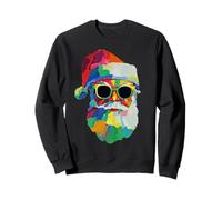 Colorido Papá Noel en Gafas de Sol Navidad Pinceladas Arte Sudadera