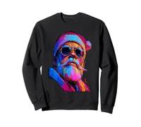 Colorido Papá Noel en Gafas de Sol Navidad Pinceladas Arte Sudadera