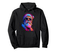 Colorido Papá Noel en Gafas de Sol Navidad Pinceladas Arte Sudadera con Capucha