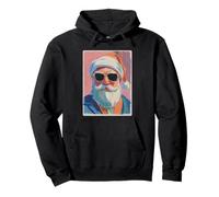 Colorido Papá Noel en Gafas de Sol Navidad Pinceladas Arte Sudadera con Capucha