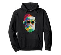 Colorido Papá Noel en Gafas de Sol Navidad Pinceladas Arte Sudadera con Capucha