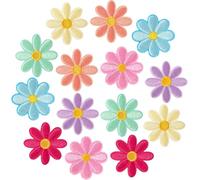 Colorido Parches Flores Margarita 14 Piezas 4cm Parches Flores Termoadhesivos Accesorios de Costura Para Bordar DIY para Decorar Ropa, Bolsos y Vaqueros