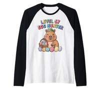 Colorido Pascua Capibara Nivel 67 Egg Hunter Cool Easter Camiseta Manga Raglan