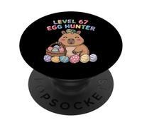 Colorido Pascua Capibara Nivel 67 Egg Hunter Cool Easter PopSockets PopGrip Adhesivo