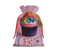 Colorido pastel de flores de arco iris, 1 bolsa de regalo de Navidad con cordón de 8.3 x 11.8 pulgadas, para regalar en fiestas de vacaciones