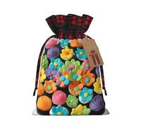 Colorido pastel de flores de arco iris, 1 bolsa de regalo de Navidad con cordón de 8.3 x 11.8 pulgadas, para regalar en fiestas de vacaciones