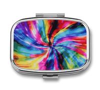 Colorido pastillero de teñido anudado, organizador de medicamentos portátil con 2 compartimentos, pastillero cuadrado para bolsillo, pastillero de viaje para bolso