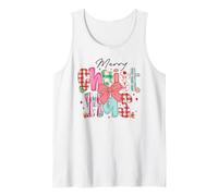 Colorido Patchwork Feliz Navidad Letras Arco y Galletas Camiseta sin Mangas