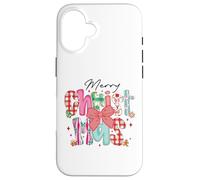 Colorido Patchwork Feliz Navidad Letras Arco y Galletas Carcasa para iPhone 16