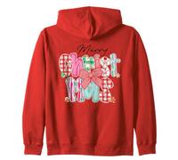 Colorido Patchwork Feliz Navidad Letras Arco y Galletas Sudadera con Capucha