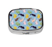 Colorido patrón de Axolotl, pastillero, pastillero cuadrado para bolsillo o monedero, pastillero pequeño, organizador de pastillas de viaje