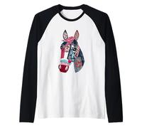 Colorido patrón de Cabeza de Caballo de Camiseta Manga Raglan