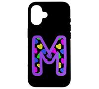 Colorido Patrón de Corazón Letra M Gráfico Divertido Pop Art Monograma Carcasa para iPhone 16