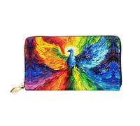 Colorido patrón de fénix en el cielo, cartera para mujer, cartera larga de embrague, cartera para tarjetas de crédito, monedero de viaje, negro, talla única, Black, Talla única