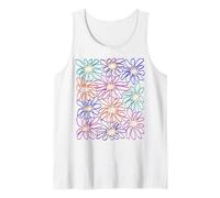 Colorido patrón de Flores Retro Vibrante Arte Floral Camiseta sin Mangas