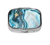 Colorido patrón de mármol Glod, pastillero de 2 compartimentos, organizador portátil