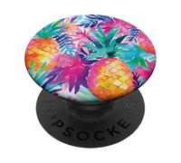 Colorido patrón de Selva de Acuarela de piña Tropical PopSockets PopGrip Adhesivo