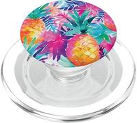 Colorido patrón de Selva de Acuarela de piña Tropical PopSockets PopGrip para MagSafe