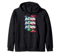 Colorido patrón OVNI Diseño Alien 3i Atlas Sudadera con Capucha
