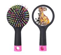 Colorido pavo real animal arte contorno salón desenredante cepillo de pelo base cojín