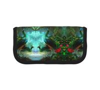 Colorido pavo real pequeño estuche para lápices, estuche estético para lápices, bolsa de almacenamiento para bolígrafos, oficina, Black, Talla única, Organizador de bolsas