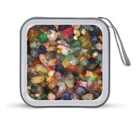 Colorido Pebbly Stones Funny CD Case Holder Organizador de 40 Capacidad DVD Collection Bolsa de almacenamiento Libro para coche, hogar Viajes
